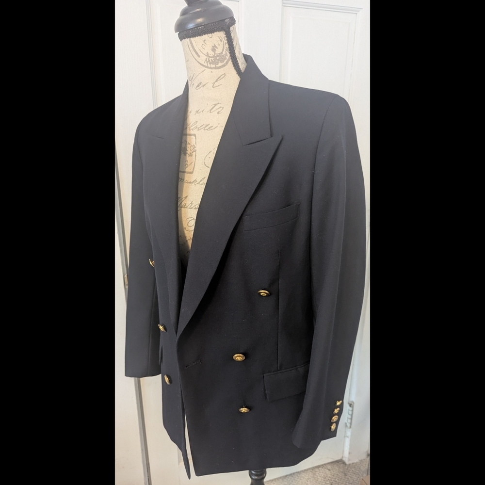 Brooks Brothers Wool Double Breasted Navy Blazer Vintage 6 R Made In USA - Picture 2 of 7